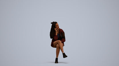 realistic 3D people woman casual sitting, render-ready for V-Ray and Corona, FBX OBJ, standing pose render