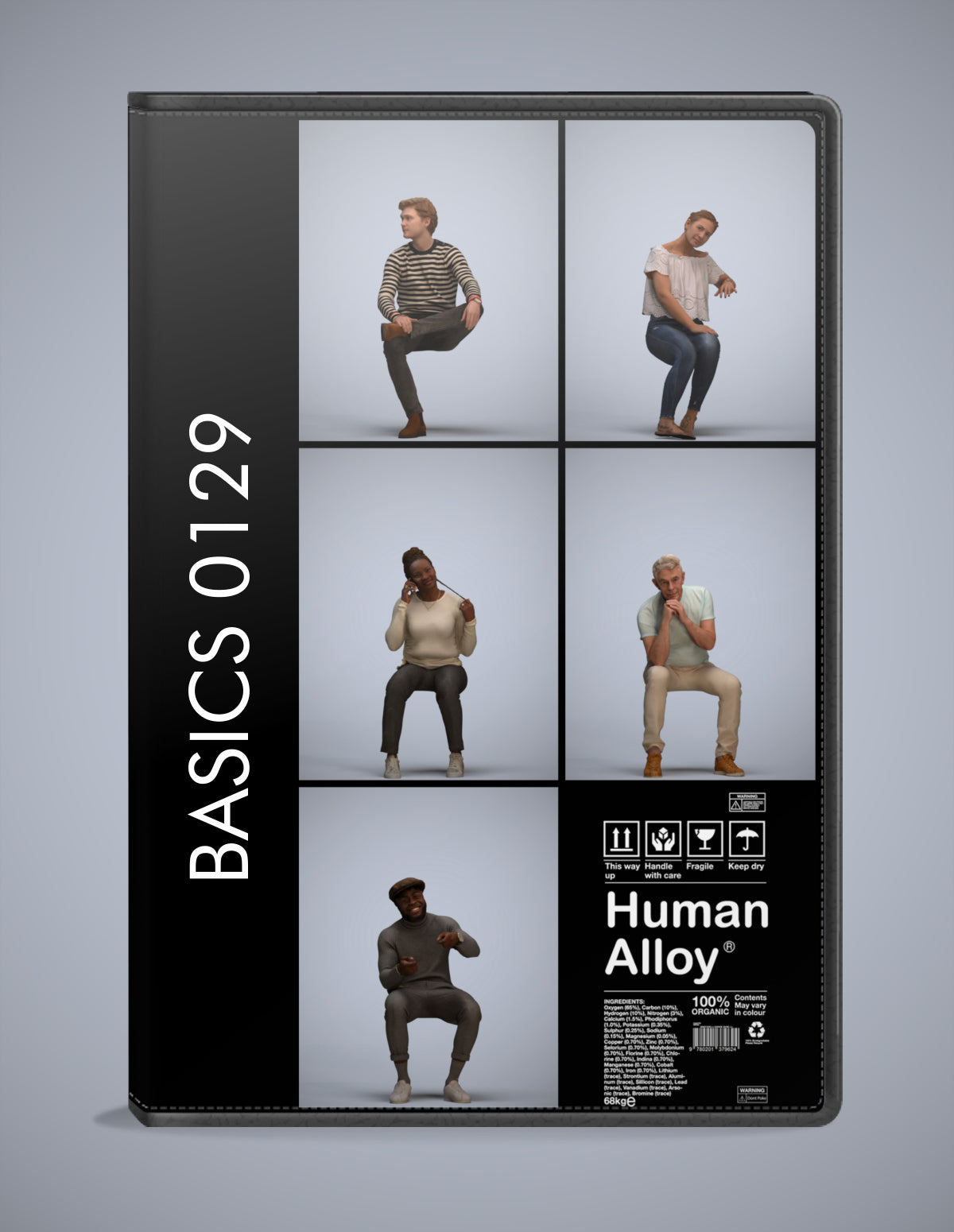 5x realistic 3D people sitting pack, scanned archviz collection for Blender and 3ds Max