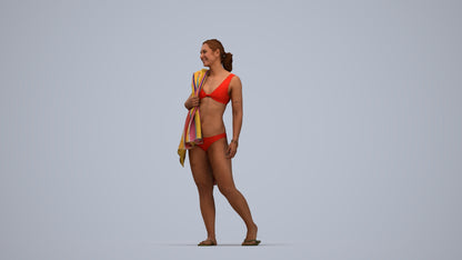 realistic 3D woman pool, scanned archviz people for Blender and 3ds Max, top-down view render