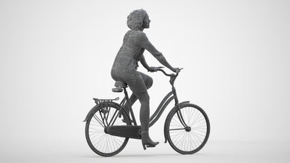 photogrammetry 3D woman casual cycling, realistic human model archviz FBX, wireframe side view