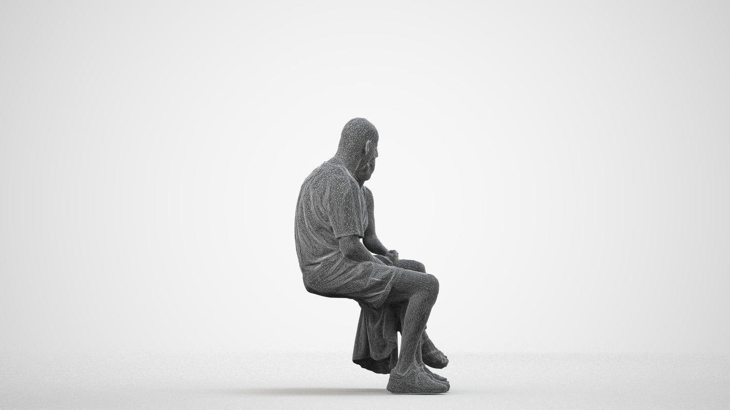 realistic 3D senior woman couple, scanned archviz people for Blender and 3ds Max, wireframe side view