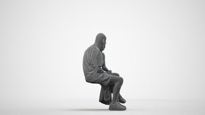 realistic 3D senior woman couple, scanned archviz people for Blender and 3ds Max, wireframe side view