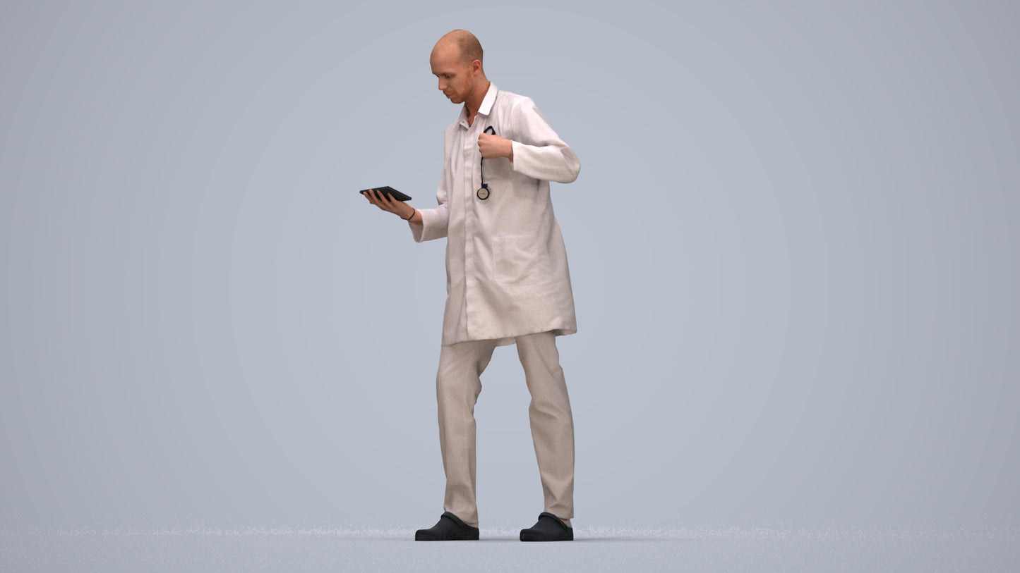 photogrammetry 3D man medical, realistic human model archviz FBX, top-down view render