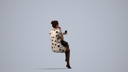 realistic 3D woman casual sitting, scanned archviz people for Blender and 3ds Max, side view render
