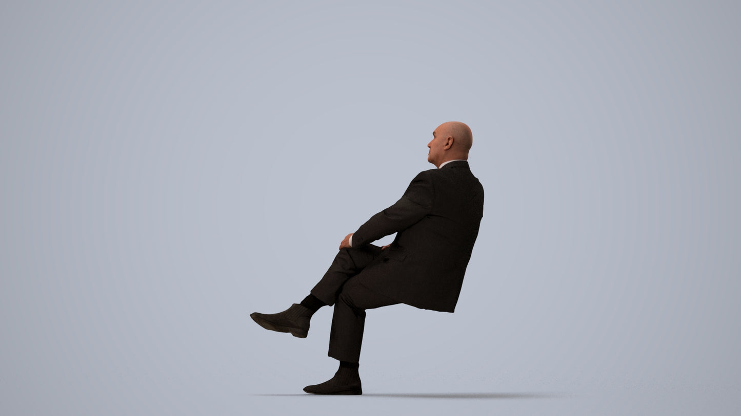 realistic 3D people senior man business, render-ready for V-Ray and Corona, FBX OBJ, three-quarter view render