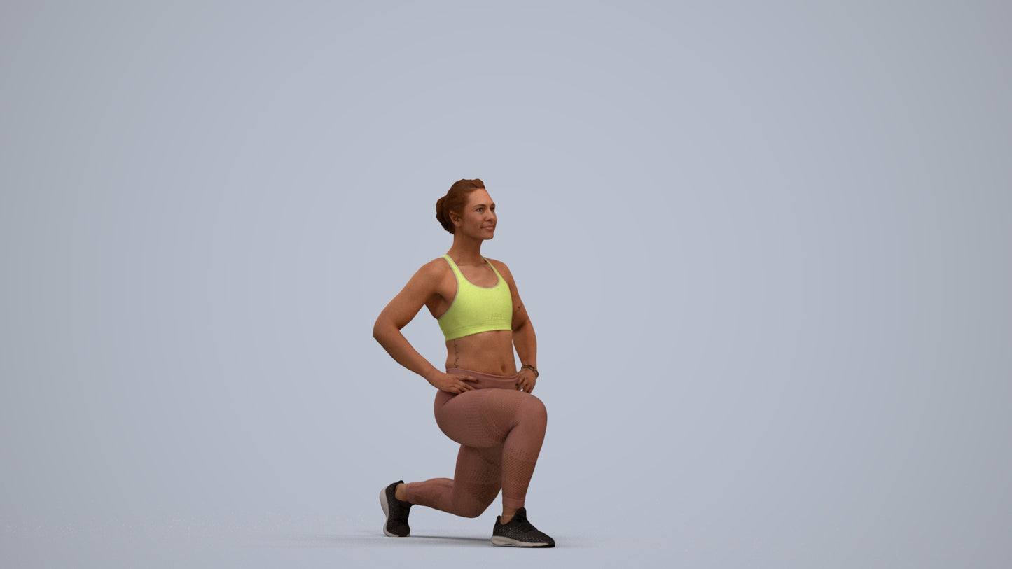 realistic 3D human woman sport, archviz people FBX OBJ for Blender, standing pose render