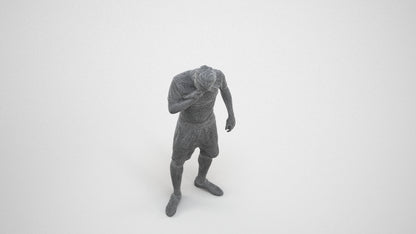 3D human model man sport, photogrammetry scanned person for archviz, wireframe three-quarter view