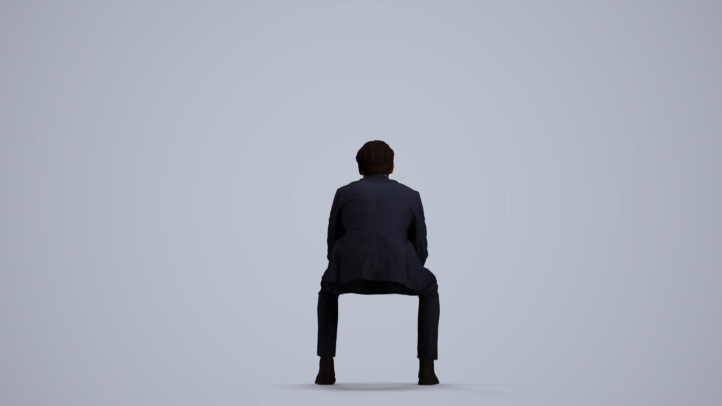 photogrammetry 3D man business, realistic human model archviz FBX, front view render