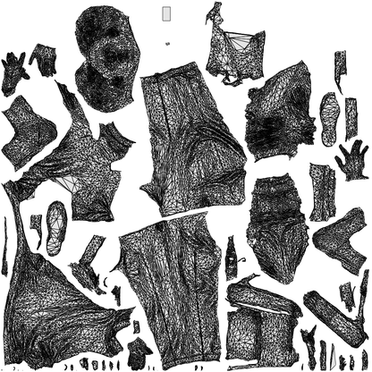 scanned 3D man casual walking, photogrammetry people for Enscape and V-Ray, wireframe top-down view