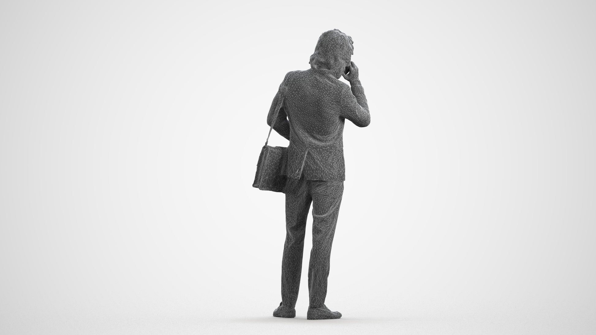 3D scanned man business, photorealistic archviz people for Enscape and SketchUp, wireframe front view
