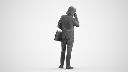 3D scanned man business, photorealistic archviz people for Enscape and SketchUp, wireframe front view