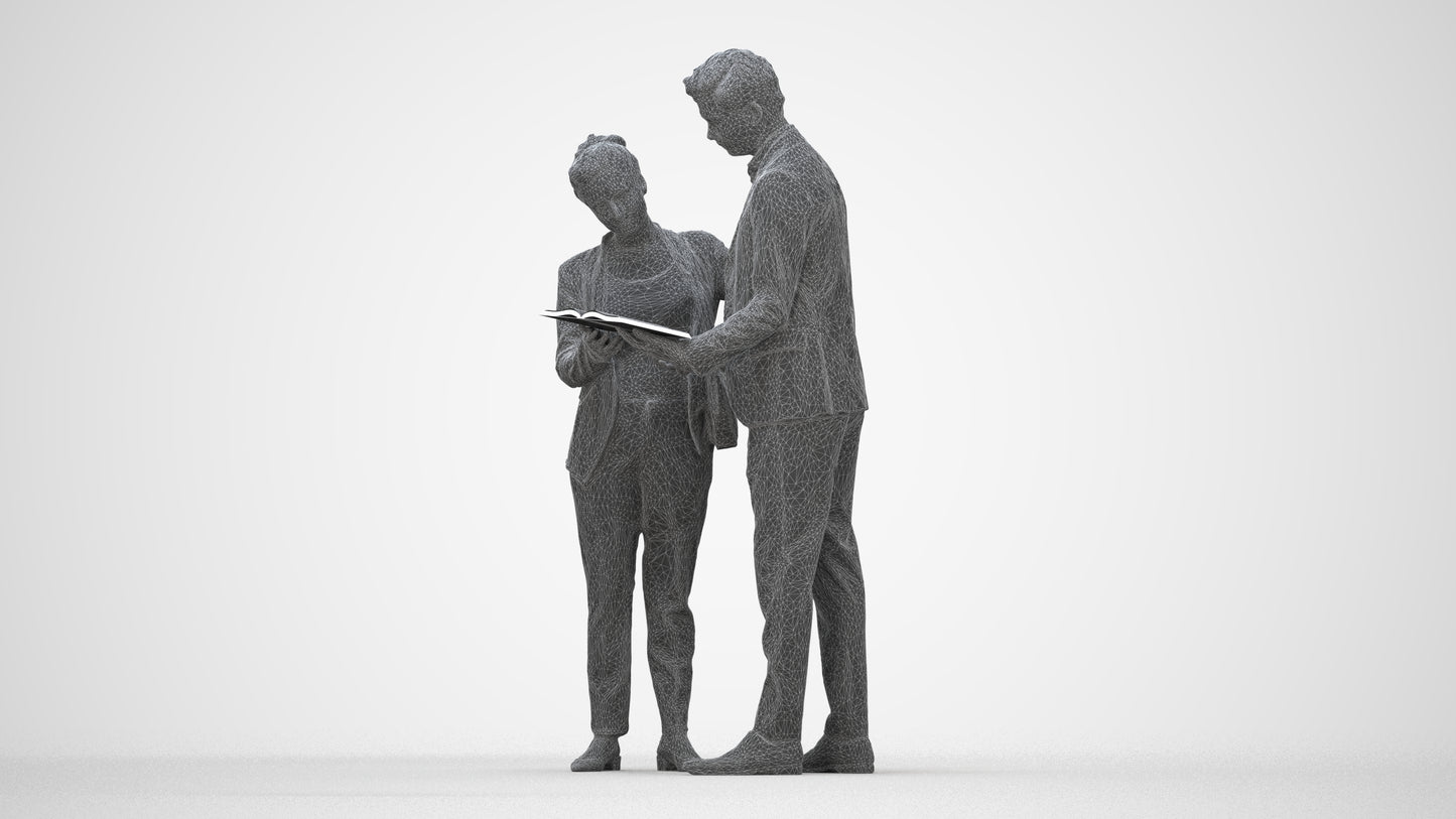 scanned 3D woman business, photogrammetry people for Enscape and V-Ray, wireframe back view