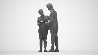 scanned 3D woman business, photogrammetry people for Enscape and V-Ray, wireframe back view