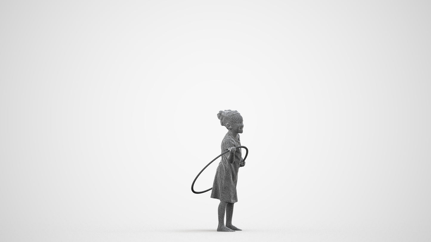 realistic 3D people girl casual kids, render-ready for V-Ray and Corona, FBX OBJ, wireframe side view