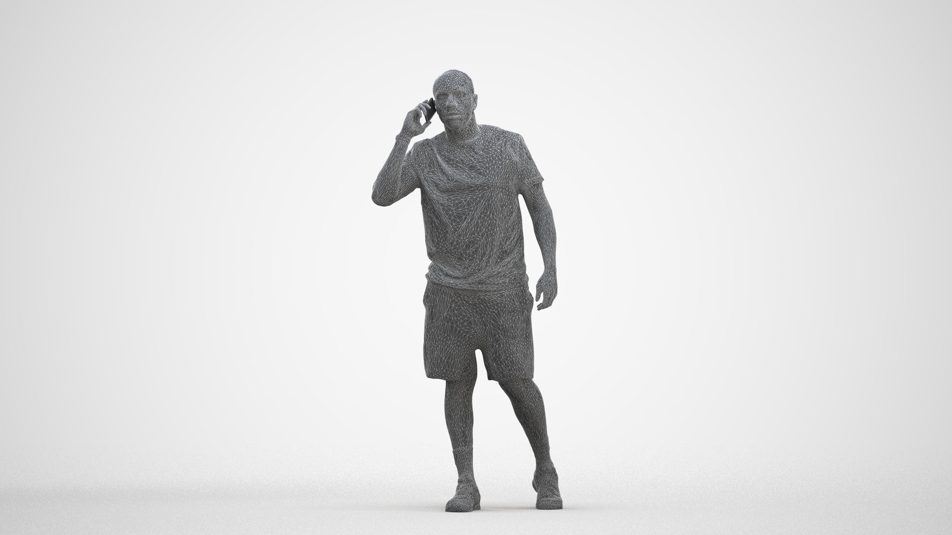 scanned 3D man sport, photogrammetry people for Enscape and V-Ray, three-quarter front view render