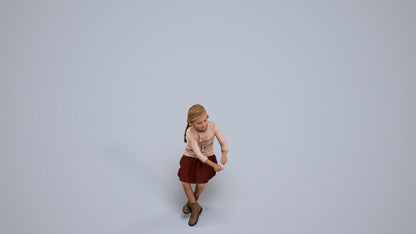 realistic 3D human girl casual kids, archviz people FBX OBJ for Blender, back view render
