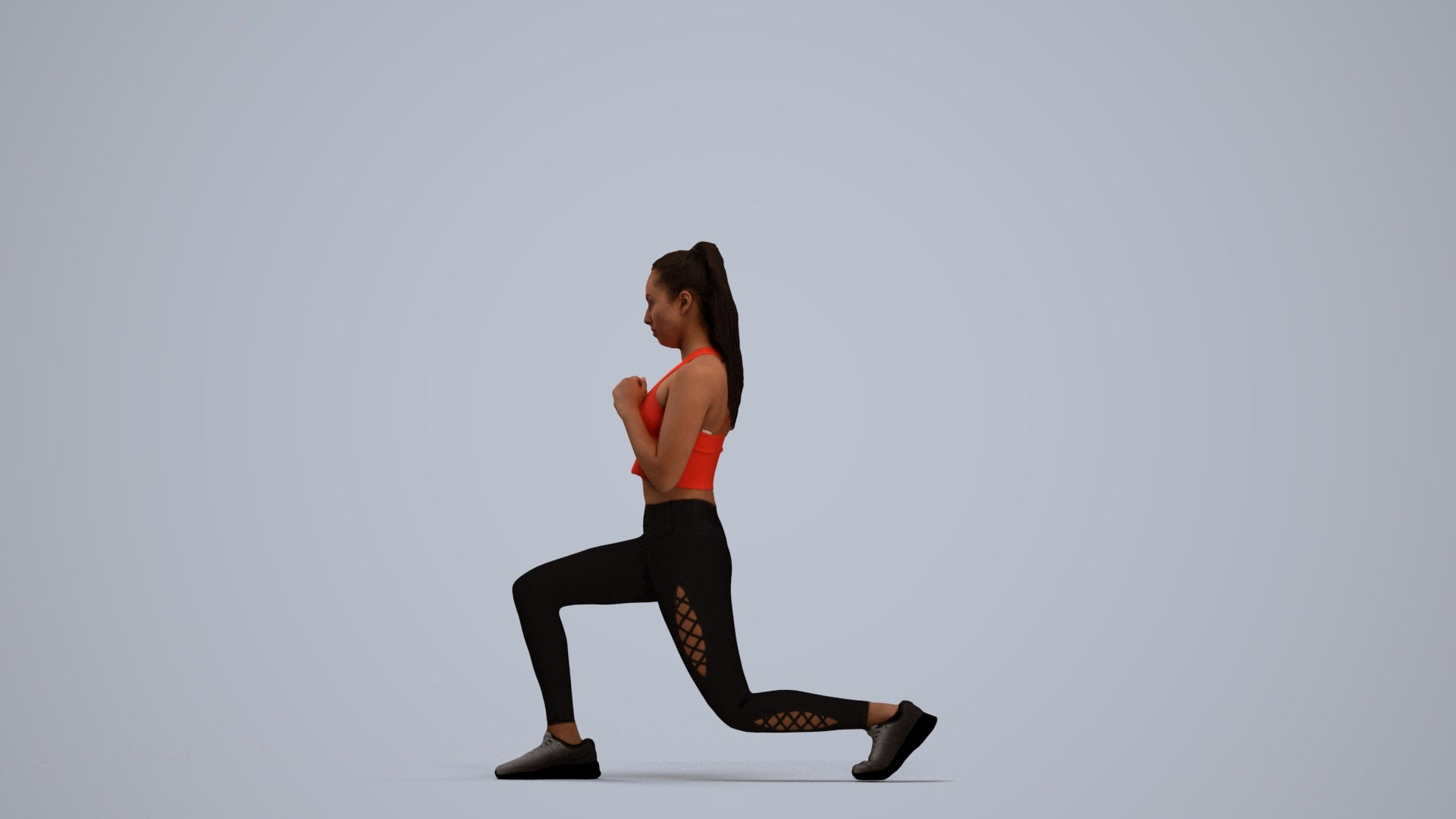 scanned 3D woman sport, photogrammetry people for Enscape and V-Ray, standing pose render