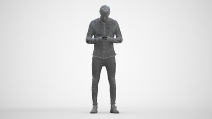 3D people model man casual standing, scanned human for 3ds Max rendering, three-quarter front view render