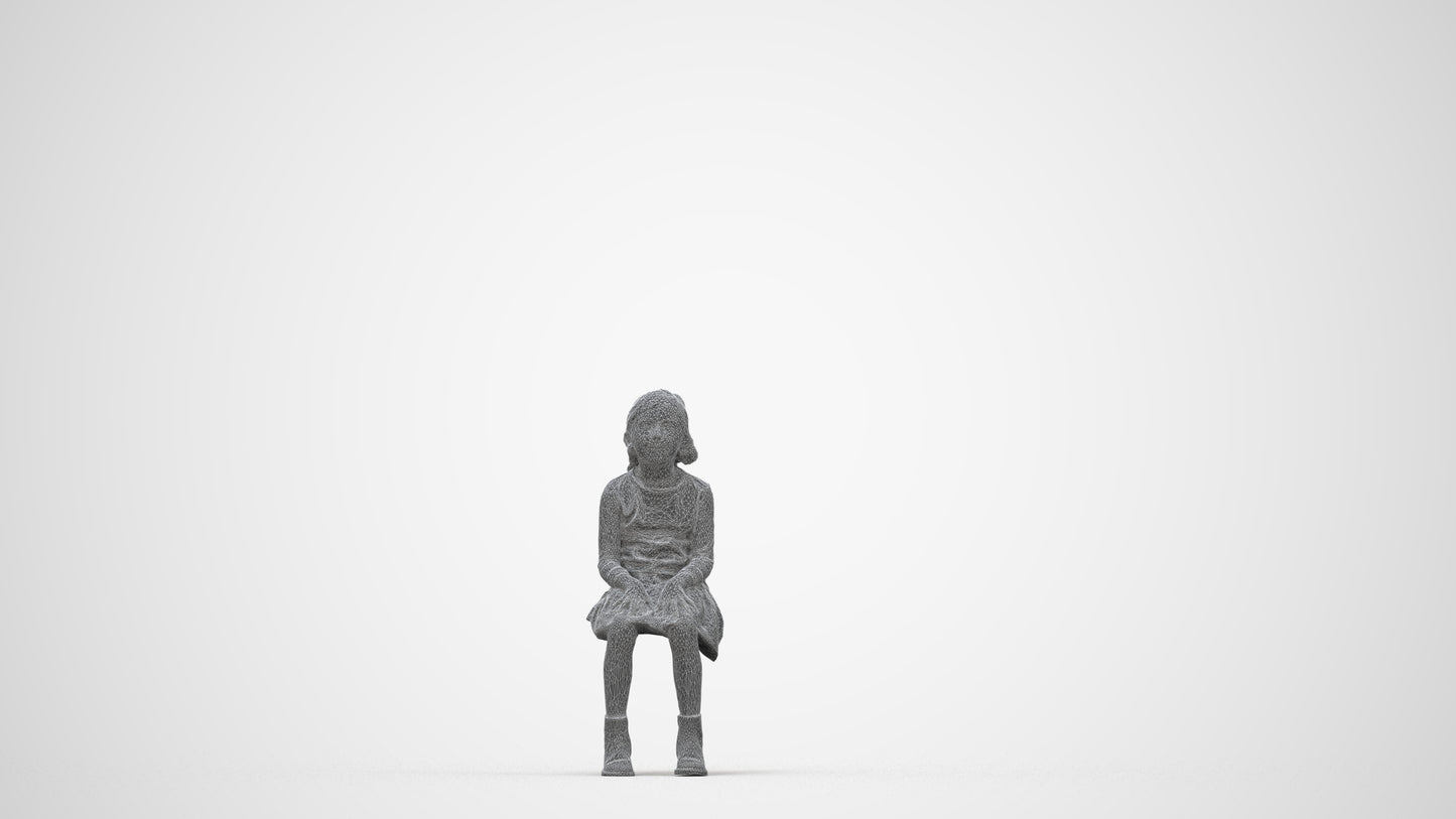 realistic 3D human girl casual kids, archviz people FBX OBJ for Blender, wireframe back view
