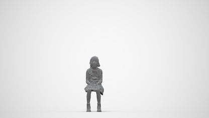 realistic 3D human girl casual kids, archviz people FBX OBJ for Blender, wireframe back view