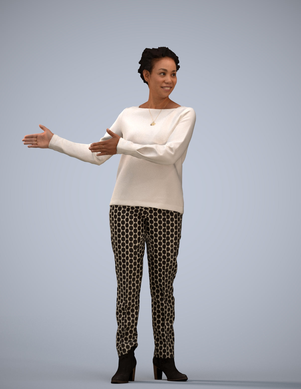 photogrammetry 3D woman casual standing, realistic human model archviz FBX