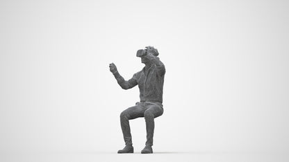 realistic 3D people man business sitting, render-ready for V-Ray and Corona, FBX OBJ, wireframe back view