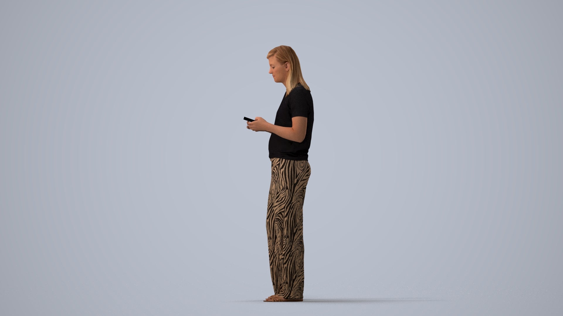 3D people model woman casual kids, scanned human for 3ds Max rendering, three-quarter view render