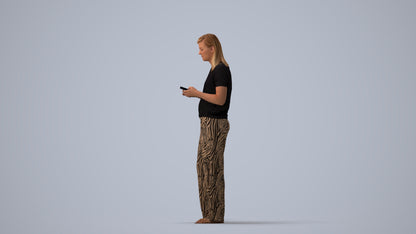 3D people model woman casual kids, scanned human for 3ds Max rendering, three-quarter view render