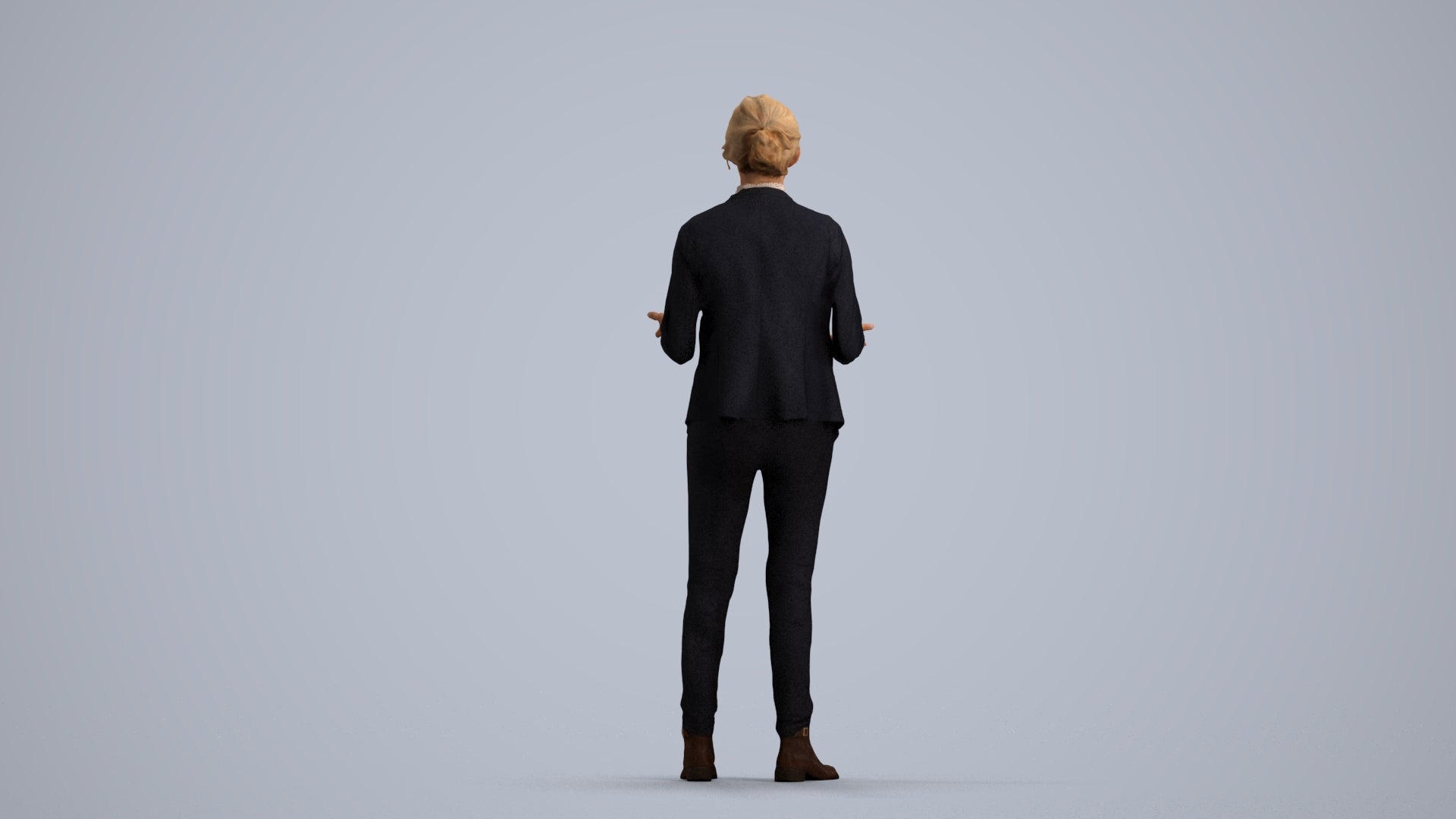 3D scanned woman business, photorealistic archviz people for Enscape and SketchUp, front view render