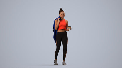 scanned 3D woman sport, photogrammetry people for Enscape and V-Ray, side view render