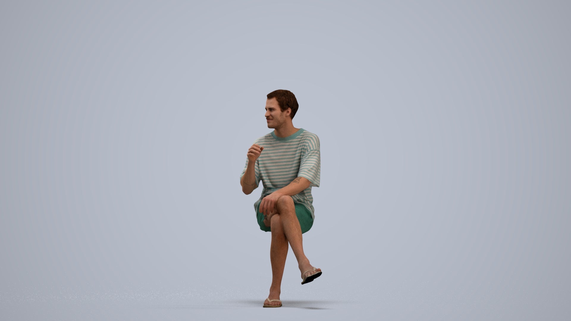 realistic 3D man casual sitting, scanned archviz people for Blender and 3ds Max, standing pose render