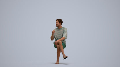 realistic 3D man casual sitting, scanned archviz people for Blender and 3ds Max, standing pose render
