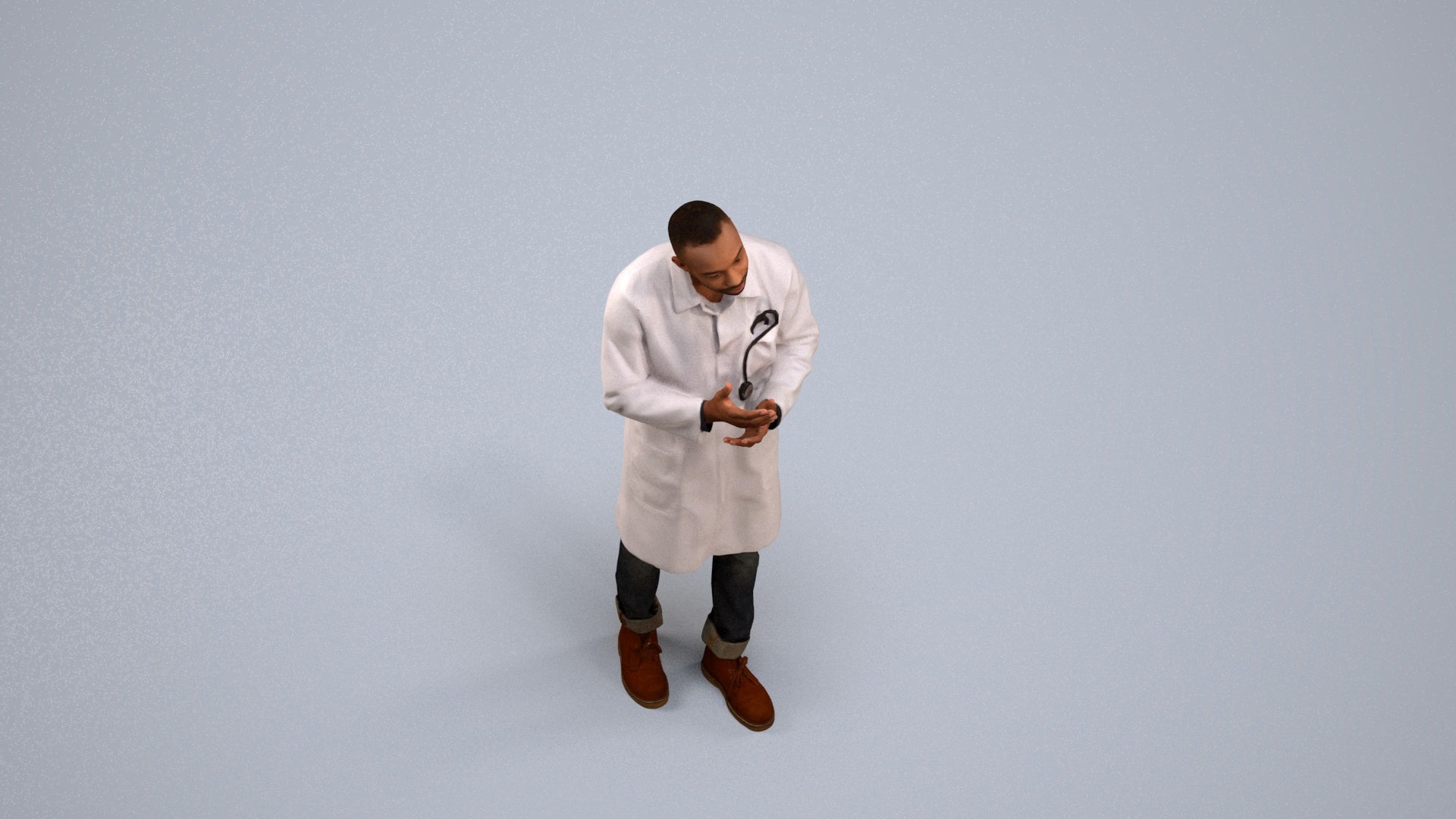 3D scanned man standing, photorealistic archviz people for Enscape and SketchUp, back view render