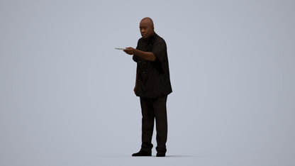 scanned 3D man hospitality, photogrammetry people for Enscape and V-Ray, top-down view render