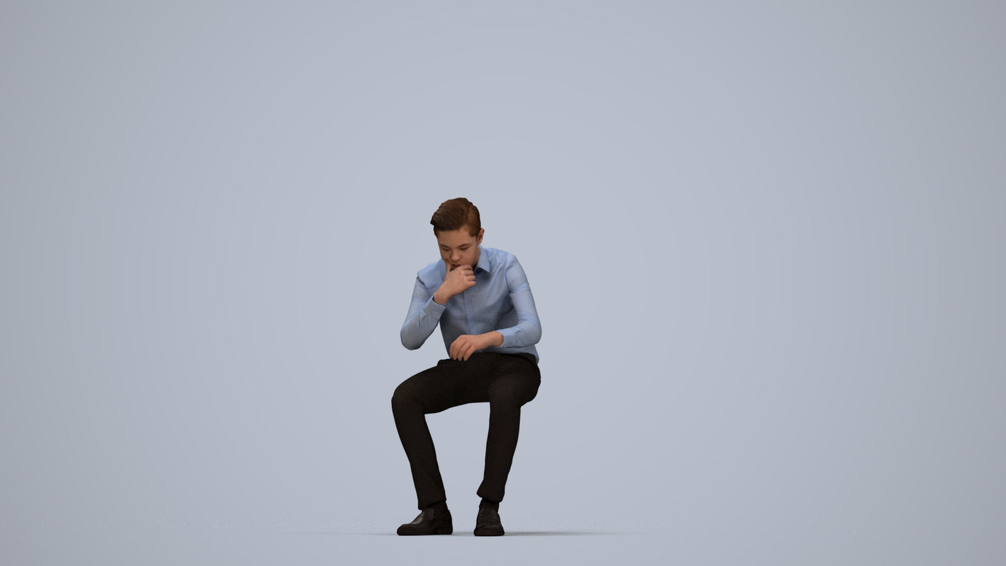 3D scanned boy kids business, photorealistic archviz people for Enscape and SketchUp, top-down view render