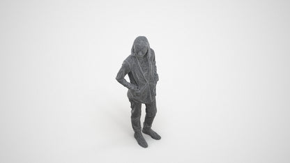 3D people model woman business, scanned human for 3ds Max rendering, wireframe three-quarter view