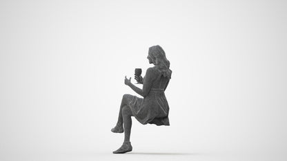 scanned 3D woman sitting, photogrammetry people for Enscape and V-Ray, square thumbnail