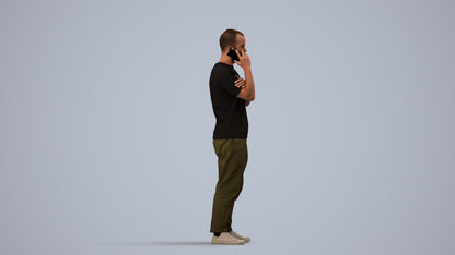 realistic 3D people man casual standing, render-ready for V-Ray and Corona, FBX OBJ, side view render