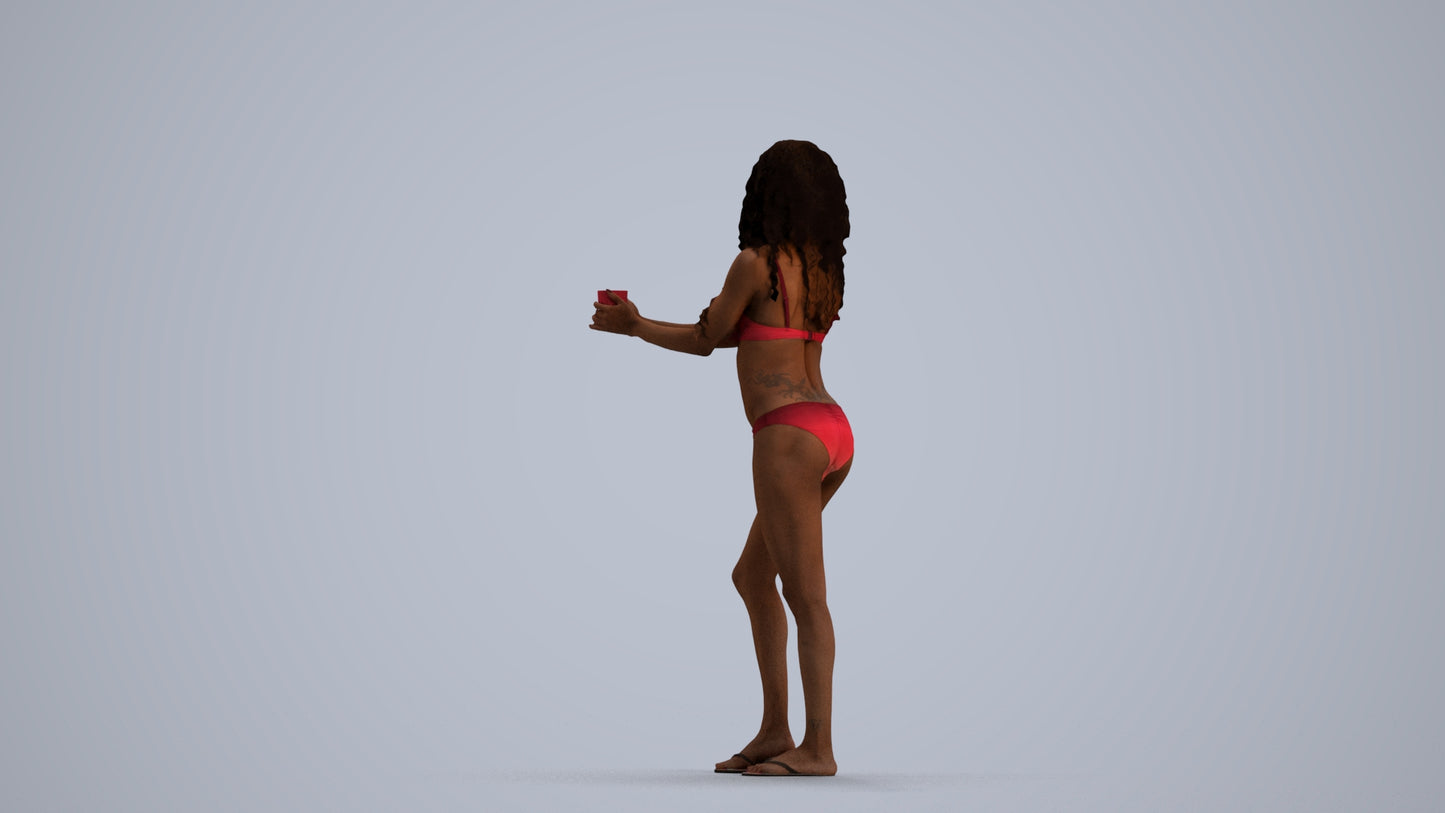 realistic 3D people woman pool, render-ready for V-Ray and Corona, FBX OBJ, front view render
