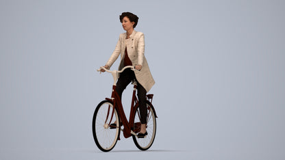 realistic 3D people woman business cycling, render-ready for V-Ray and Corona, FBX OBJ, top-down view render
