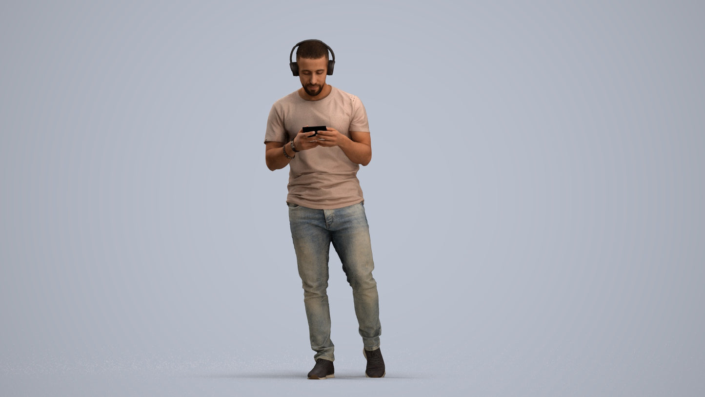 realistic 3D man casual standing, scanned archviz people for Blender and 3ds Max, standing pose render