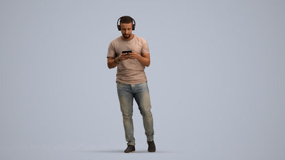 realistic 3D man casual standing, scanned archviz people for Blender and 3ds Max, standing pose render