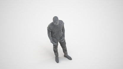 realistic 3D people man casual standing, render-ready for V-Ray and Corona, FBX OBJ, wireframe three-quarter view