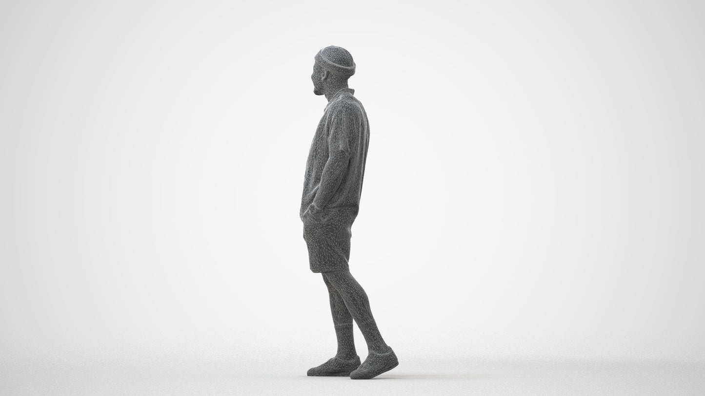 3D scanned man walking casual, photorealistic archviz people for Enscape and SketchUp, square thumbnail