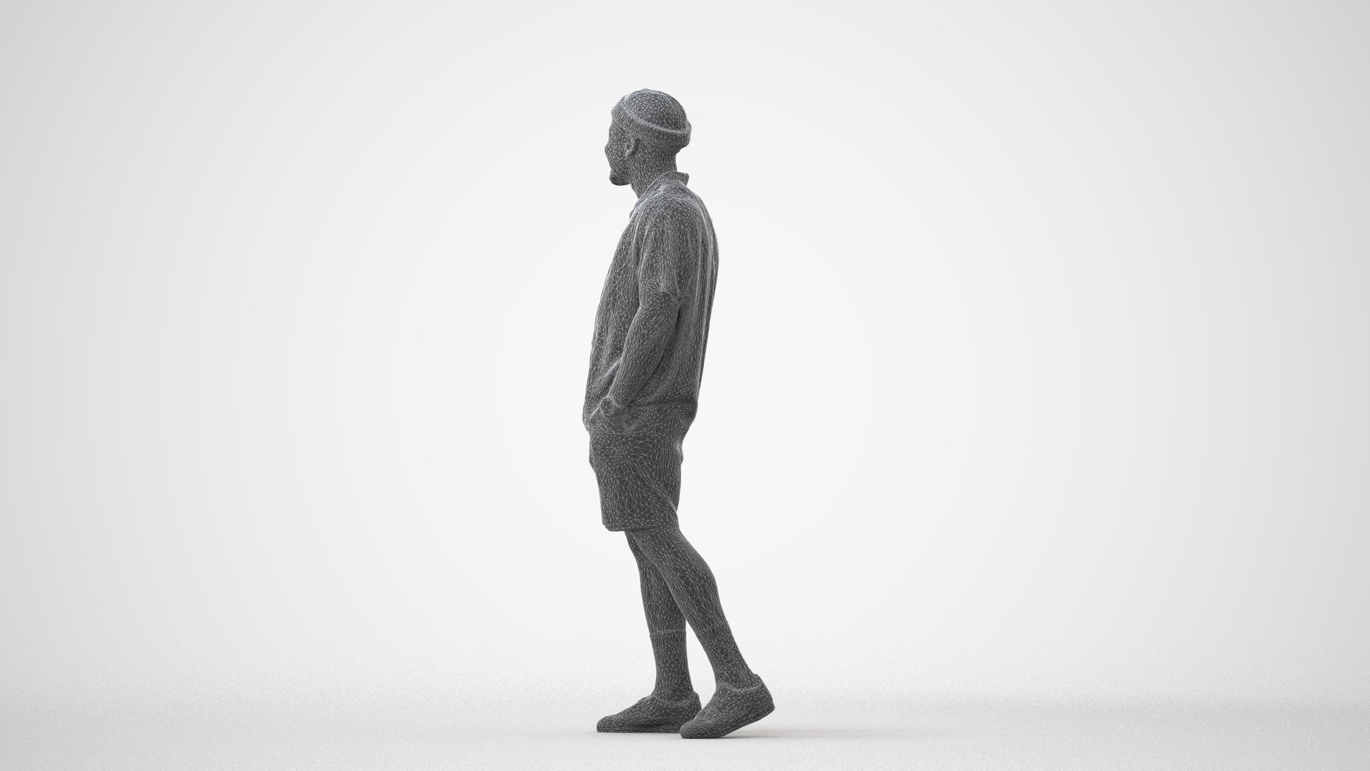 3D scanned man walking casual, photorealistic archviz people for Enscape and SketchUp, square thumbnail