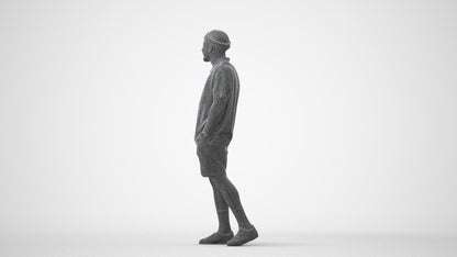 3D scanned man walking casual, photorealistic archviz people for Enscape and SketchUp, square thumbnail