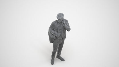 3D scanned man standing business, photorealistic archviz people for Enscape and SketchUp, wireframe three-quarter view