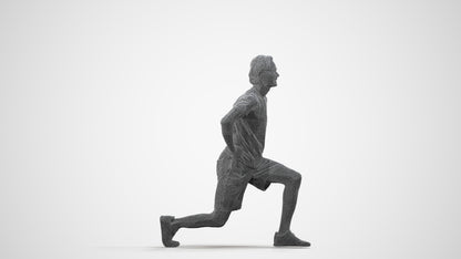 3D people model man sport, scanned human for 3ds Max rendering, wireframe side view
