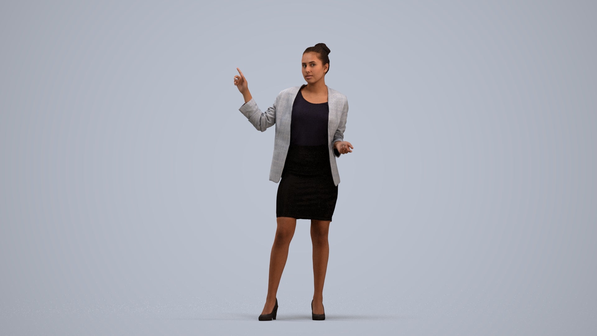 photogrammetry 3D woman business, realistic human model archviz FBX, standing pose render