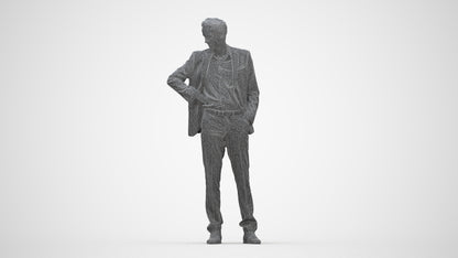 realistic 3D man business, scanned archviz people for Blender and 3ds Max, wireframe back view